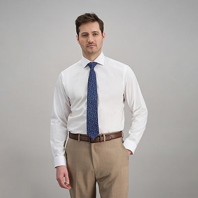 wrinkle free mens dress shirts Men's Wrinkle-Free Blue Dress Shirt - Contemporary Fit | 100 2 Ply