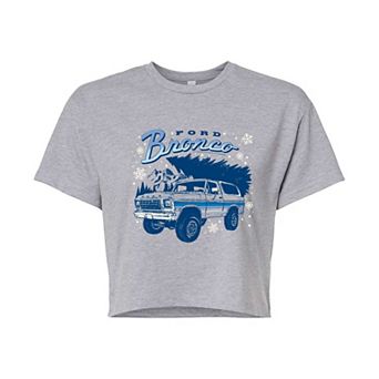 Juniors' Ford Bronco Christmas Tree Cropped Graphic Tee