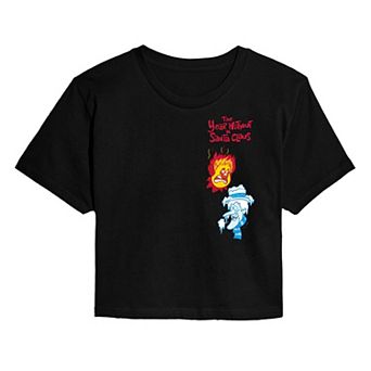 Juniors' The Year Without A Santa Claus Heat Miser & Snow Miser Christmas Cropped Graphic Tee