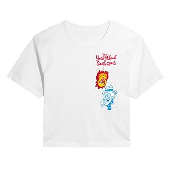 Juniors' The Year Without A Santa Claus Heat Miser & Snow Miser Christmas Cropped Graphic Tee