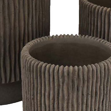 Zeri 3pc Planter Set, Ribbed Grooved Terracotta