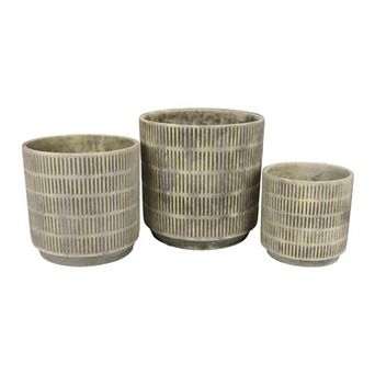 Zeri 3 pc Planter Set, Ribbed Grooved Terracotta