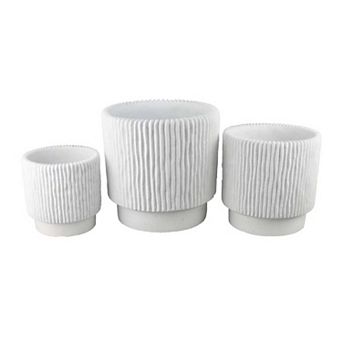 Zeri 3 pc Planter Set, Ribbed Grooved Terracotta
