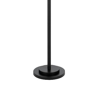 Lany 73 Inch Floor Lamp, 3 Hanging Lantern Style Shades, Black Iron