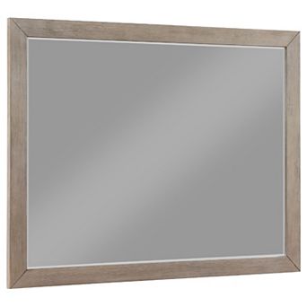 Keno Dresser Mirror, Sturdy Barley Brown Wood Frame, 33 Inch