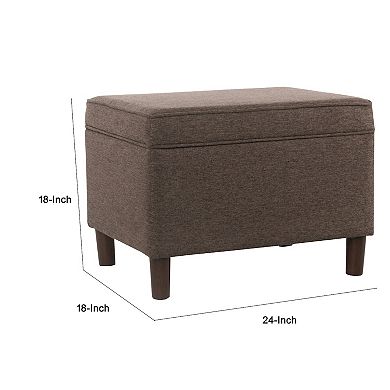 Fero Storage Ottoman, Rectangular Hinged Lid, Fabric