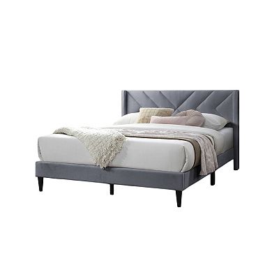 Reno Bed, Modern X Channel Tufted Velvet Upholstery