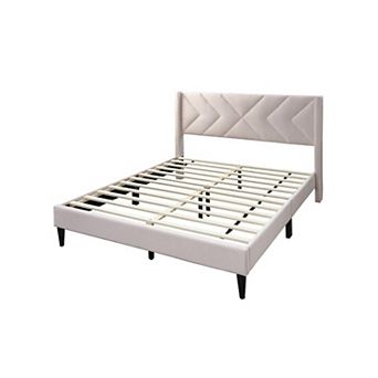 Reno Bed, Modern X Channel Tufted Velvet Upholstery