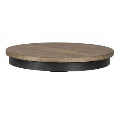 Ginie Round End Table, Rustic Black Brown Solid Rubberwood, 24 Inch