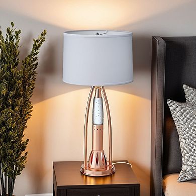 Gerry Table Lamp with 3 Bulb 4 Way Socket Switch, Copper Metal 30 Inch