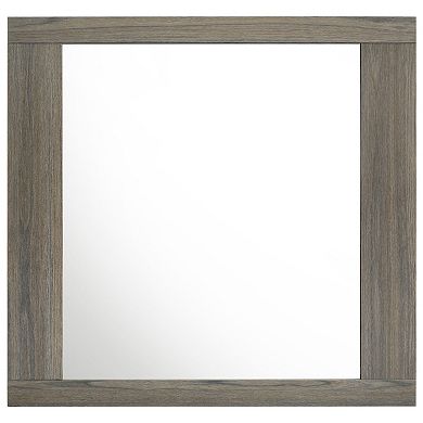Fene Rectangular Dresser Mirror, Flat Glass, 38 Inch Gray Oak Melamine
