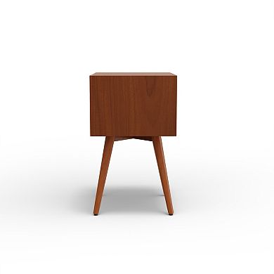 Ian Nightstand w 2 Drawers, Mahogany Wood