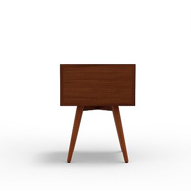 Ian Nightstand w 2 Drawers, Mahogany Wood