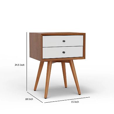 Ian Nightstand w 2 Drawers, Mahogany Wood