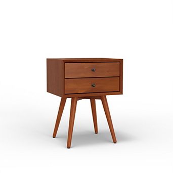 Ian Nightstand w 2 Drawers, Mahogany Wood