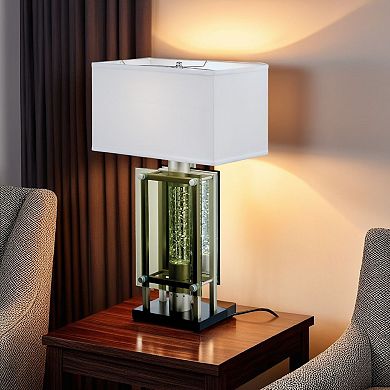 Saba Table Lamp with 3 Bulb, 4 Way Socket Switch, Silver Metal 27 Inch
