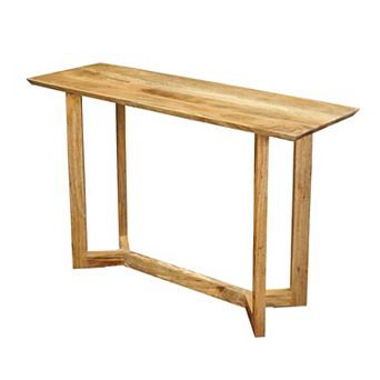 Nina Console Table, 48" Rectangular Top, Open Frame with Trestle Base, Natural Brown Mango Wood