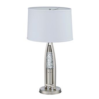 Danie Table Lamp, 4 Way Switch, Clear Glass Tube, Silver Metal 28 Inch