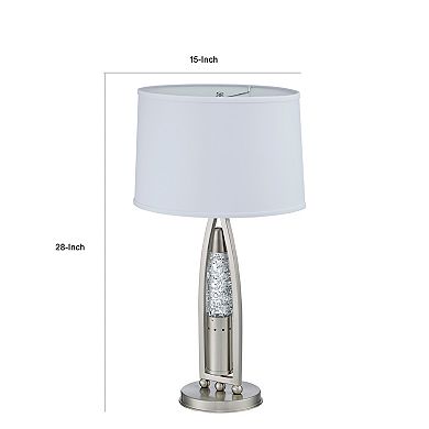 Danie Table Lamp, 4 Way Switch, Clear Glass Tube, Silver Metal 28 Inch