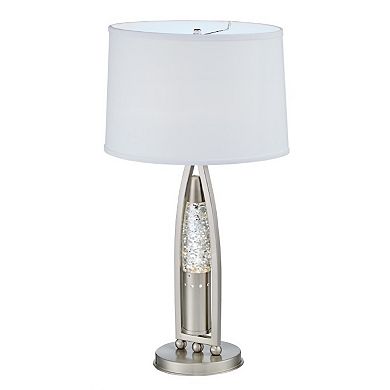 Danie Table Lamp, 4 Way Switch, Clear Glass Tube, Silver Metal 28 Inch