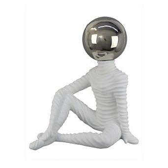 Accent Decor Statuette, 21 Inch White Ceramic, Sitting Astronaut