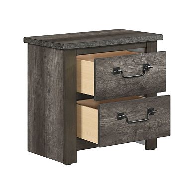 Nemy Nightstand, 2 Drawers, Gray Melamine Laminate, Drop Handles