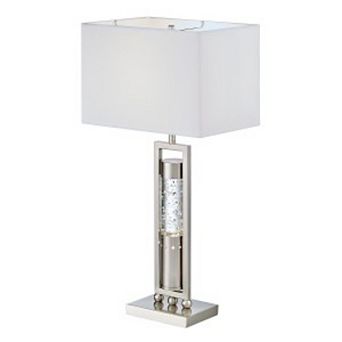 Farah Table Lamp with 4 Way Switch, Clear Glass, Silver Metal 28 Inch