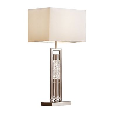 Farah Table Lamp with 4 Way Switch, Clear Glass, Silver Metal 28 Inch