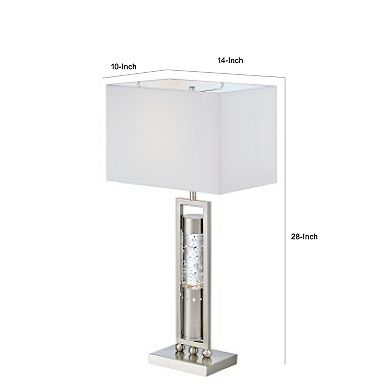 Farah Table Lamp with 4 Way Switch, Clear Glass, Silver Metal 28 Inch