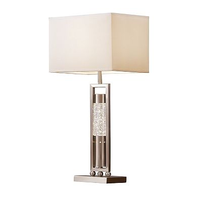 Farah Table Lamp with 4 Way Switch, Clear Glass, Silver Metal 28 Inch