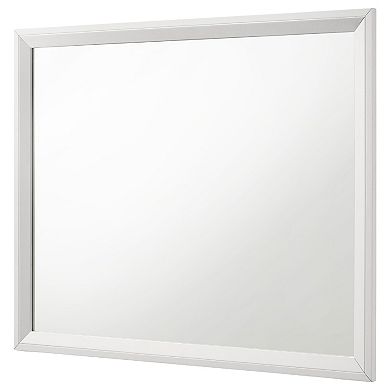 Noro Dresser Mirror with Slim Trim, Open Mitered Corners, White Wood