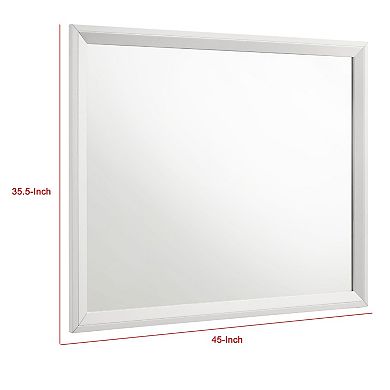 Noro Dresser Mirror with Slim Trim, Open Mitered Corners, White Wood