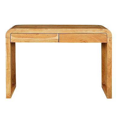 Arlow Console Table, 43" Wide Top, Handcrafted Natural Brown Acacia Wool, Dual Drawer Storage