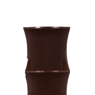 Corner Bookcase, 5 Storage Shelves, 77 Inch Tall, Red Cocoa Brown