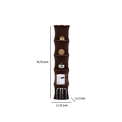 Corner Bookcase, 5 Storage Shelves, 77 Inch Tall, Red Cocoa Brown