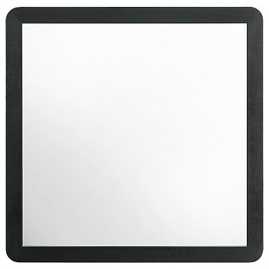 Cavy Dresser Mirror, Rounded Corners and Flat Glass, Black Melamine