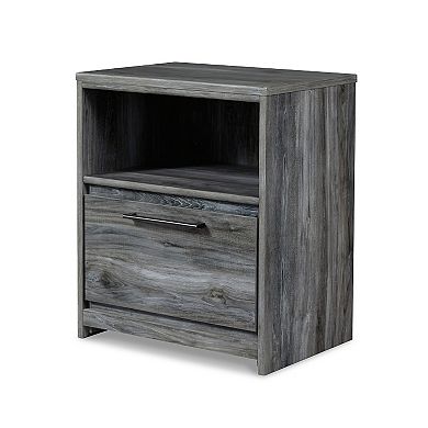 Bays Nightstand, 1 Drawer USB Port, Modern Rustic Laminate Smoky Gray