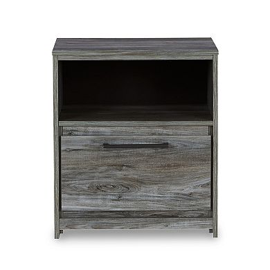 Bays Nightstand, 1 Drawer USB Port, Modern Rustic Laminate Smoky Gray