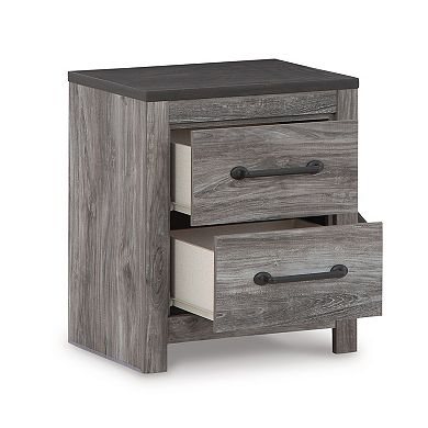 Bono Nightstand, 2 Storage Drawers, 25 Inch, Wood Grain Gray Finish