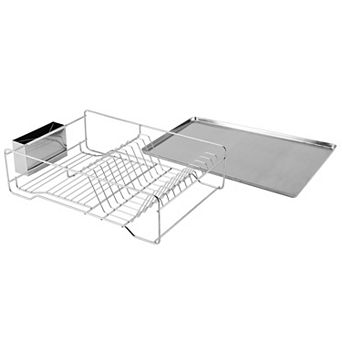 Stainless Steel Dish Drying Rack with Drainboard & Cutlery Holder, Kitchen Dish Organizer