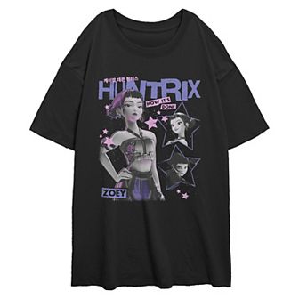 Juniors' K Pop Zoey Graphic Oversize Short Sleeve Tee