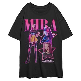 Juniors' K Pop Demon Hunters Mira Graphic Oversize Short Sleeve Tee