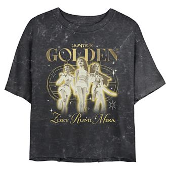 Juniors' Demon Hunters Golden Trio Graphic Crop Top