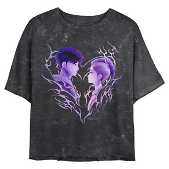 Juniors' Demon Hunters Flaming Romance Graphic Crop Top