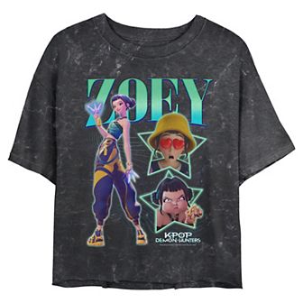Juniors' Demon Hunters Zoey Graphic Crop Short Sleeve Tee