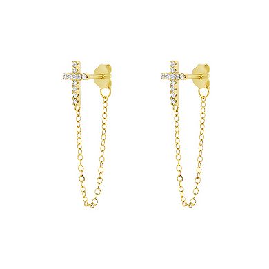PRIMROSE Cubic Zirconia Cross Front to Back Earrings