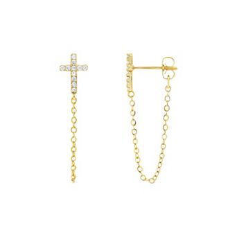 PRIMROSE Cubic Zirconia Cross Front to Back Earrings