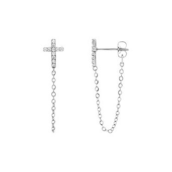 PRIMROSE Cubic Zirconia Cross Front to Back Earrings