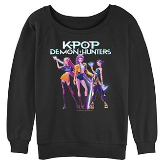 Juniors' K Pop Demon Hunters Graphic Long Sleeve Slouchy Terry Pullover