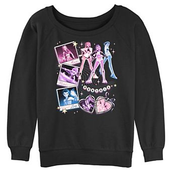 Juniors' Demon Hunters Huntrix Graphic Long Sleeve Slouchy Terry Pullover